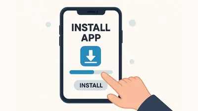 Person holding an Android phone while installing a new app